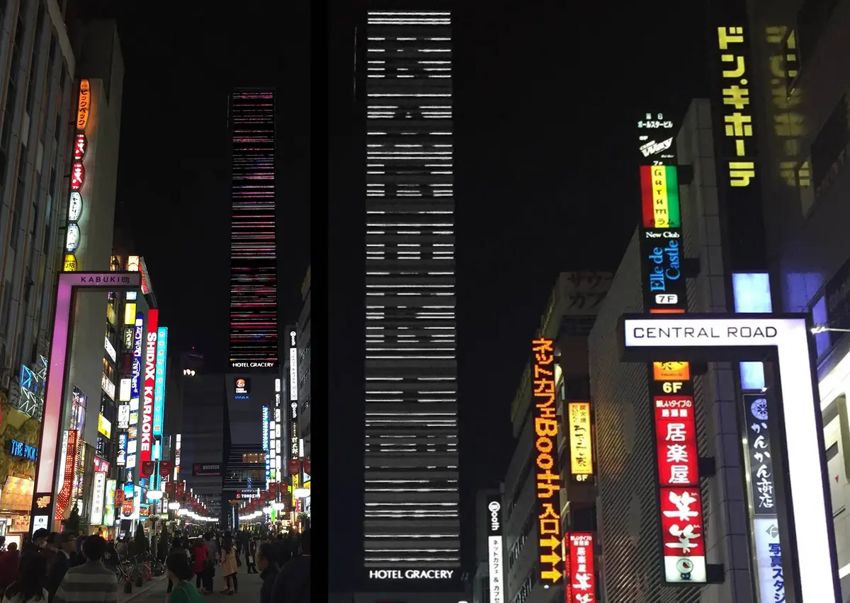 新宿東宝ビル+街路灯演出照明